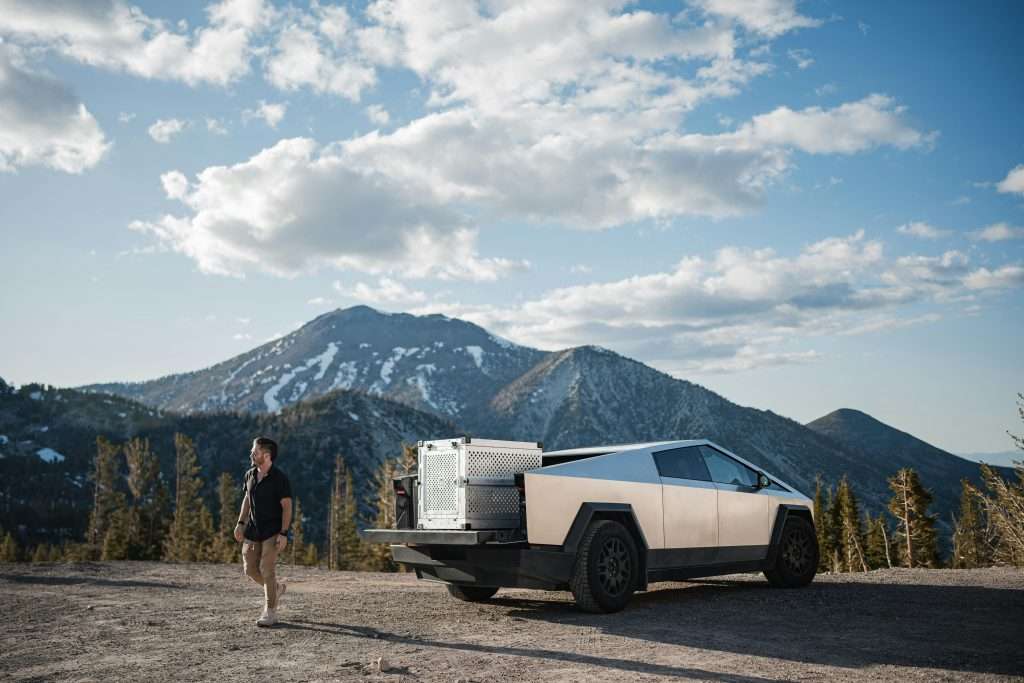 Futuristic Vehicle in a Mountain Landscape