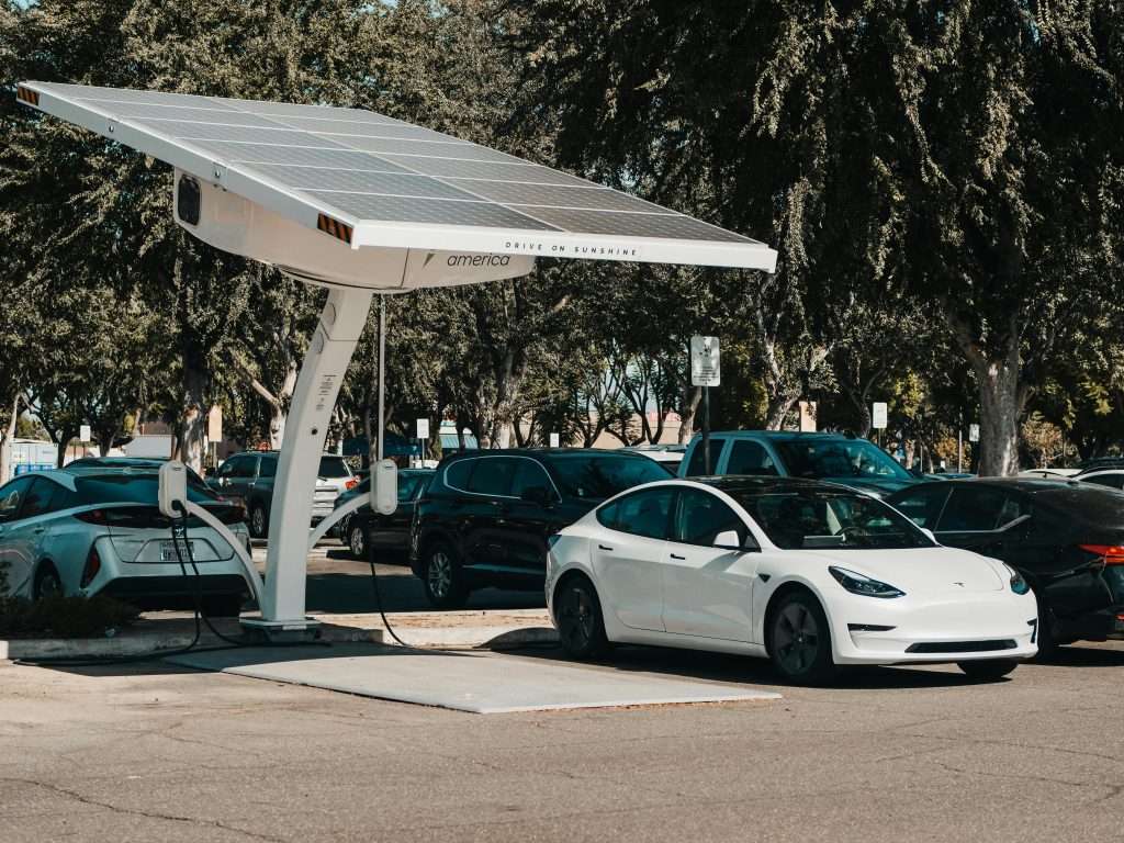 Tesla Cars Charging on Stations solar energy