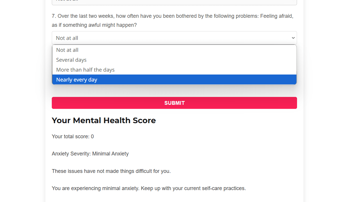 Mental Health Test Tool