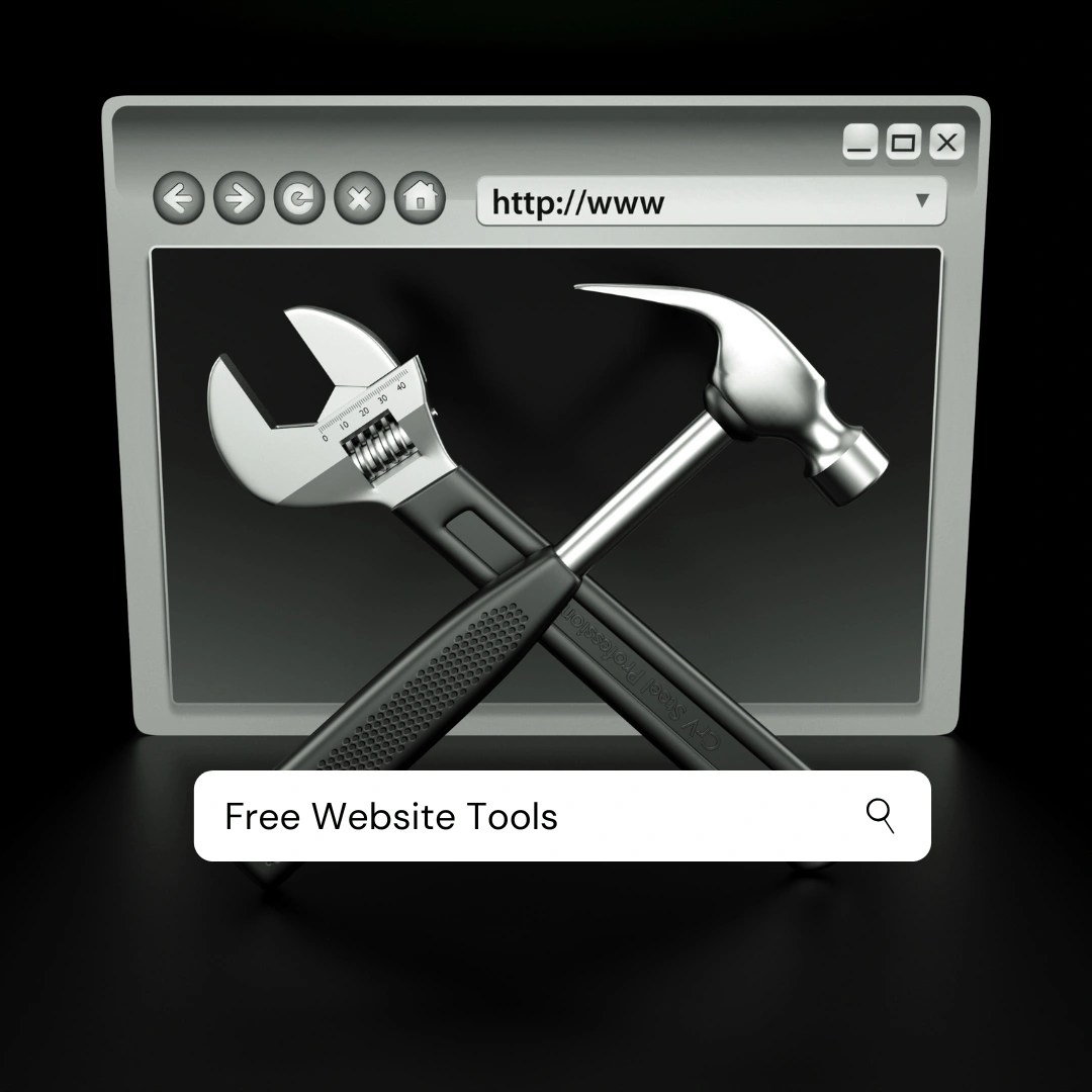Dashboard preview showing a collection of free website tools for performance analysis and development